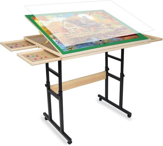 Puzzle-Tisch - Holz - 89 x 69 cm - Höhenverstellbar mit 4 Schubladen - Für Erwachsene