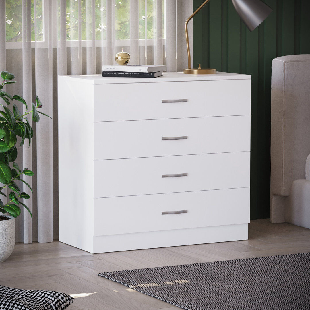 Hashtag Home Maybery 4 Drawer Chest White 72cm H X 75cm W X 36cm D
