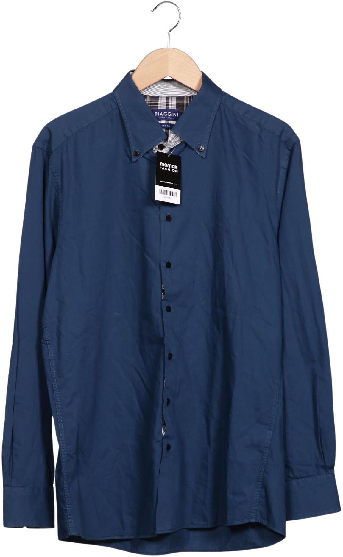 Charles Vögele Herren Hemd, Marineblau, Gr. 43, Baumwolle - Second Hand
