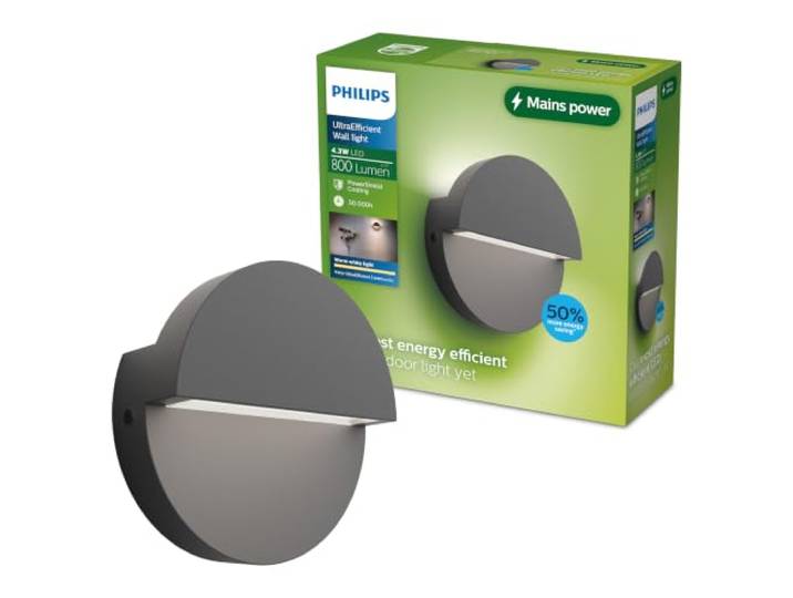 PHILIPS Valor ultraeffiziente Wandleuchte für den Außenbereich 2700K 800lm Anthrazit