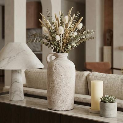 Sagebrook Home "Terracotta Bottle Vase with Handle - Ivory, 16"""