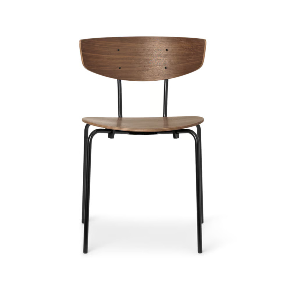 Ferm Living Herman Stoel walnut met zwart stalen onderstel