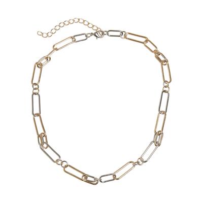 Edelstahlkette URBAN CLASSICS "Urban Classics Unisex Color Mix Necklace", gold (gold, silber), Halsketten, Herren, onesize, Baumwolle, Edelstahlkette