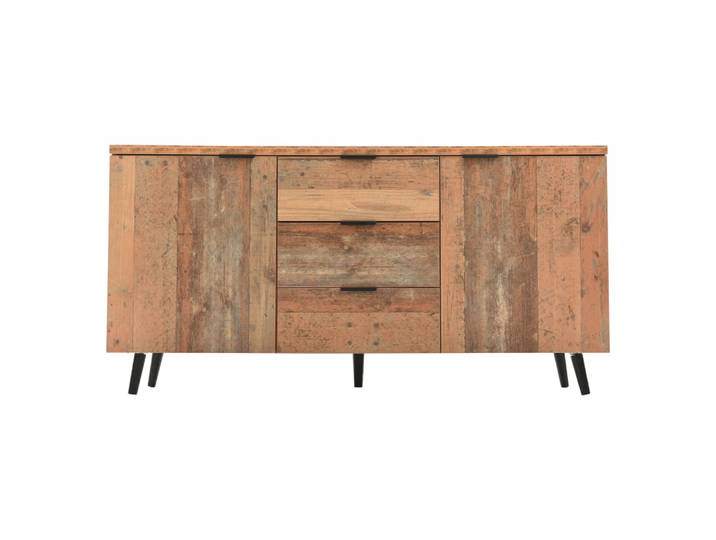 Console en bois avec 3 tiroirs industriel