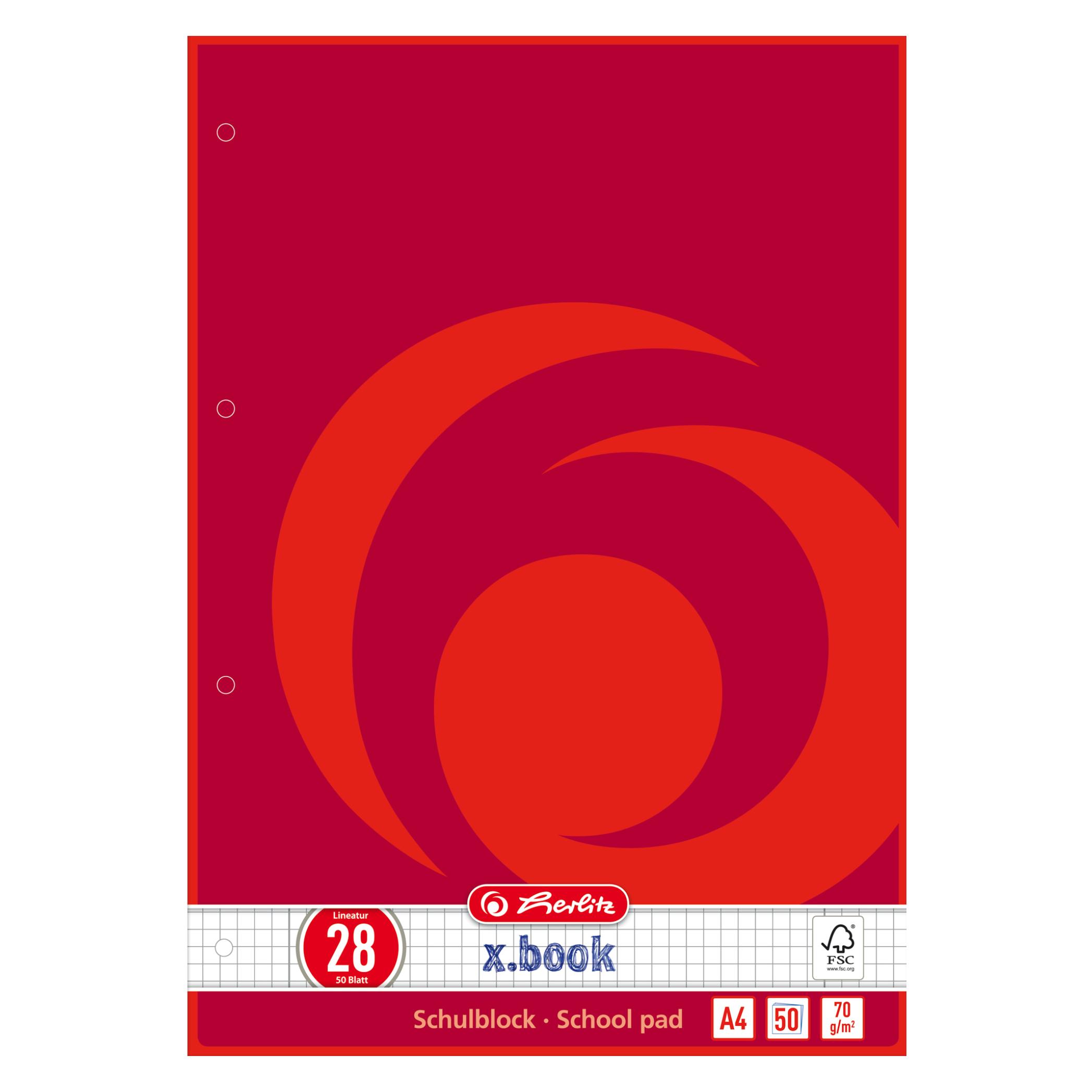 Herlitz Schulblock X-Book, DIN A4, Lineatur 28 (A4, Kariert) (216283)