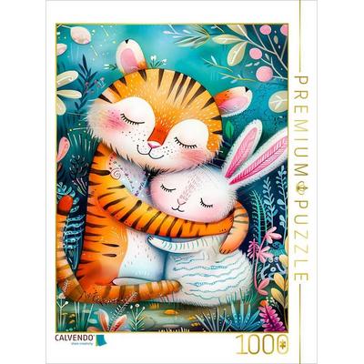 CALVENDO Puzzle Freundschaft - Tiger und Hase | 1000 Teile Lege-Größe 64x48cm Foto-Puzzle für glückliche Stunden