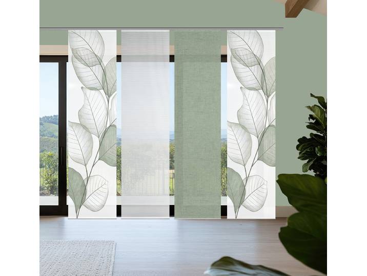 Schiebevorhang Yule 60 x 260 x 1cm Grün/Salbei 4er Set