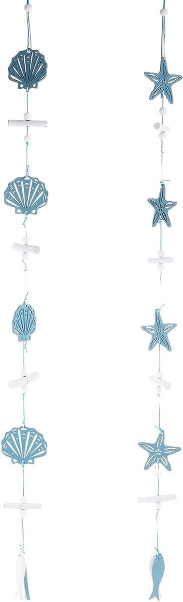 Set van 2 houten zeesterren en jakobsschelpen voor maritieme decoratie van ramen en muren