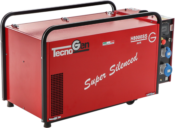 TecnoGen H8000SS - Generatore di corrente silenziato a benzina 5.8 kW - Continua 5.2 kW Monofase