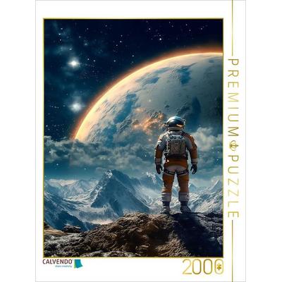 CALVENDO Puzzle Gipfelstürmer - Astronaut auf dem Gipfel eines fremden Berges | 2000 Teile Lege-Größe 90x67cm Foto-Puzzle für glückliche Stunden
