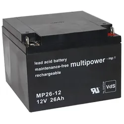 Blei-Akku Multipower MP26-12, mit VDS-Zulassung, M5 Schraubanschluss, 12 Volt, 26 Ah