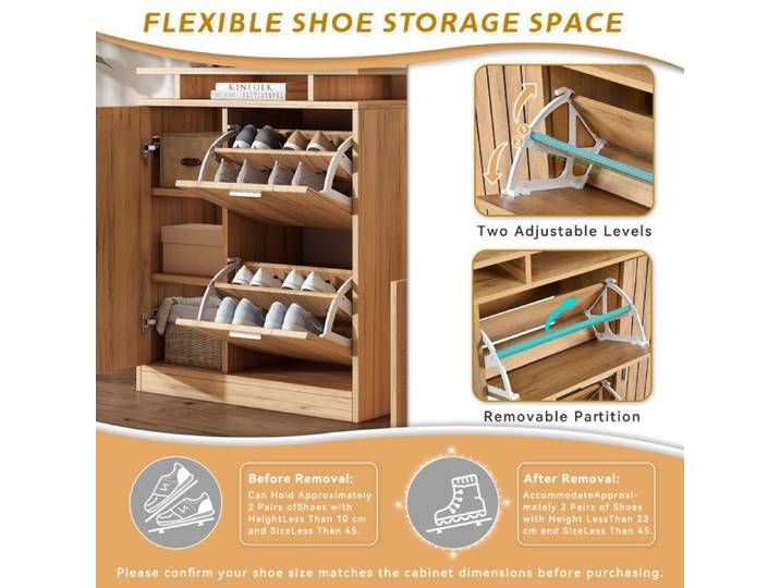 Armoire d'entrée Logidon avec banc à chaussures et miroir Naturel