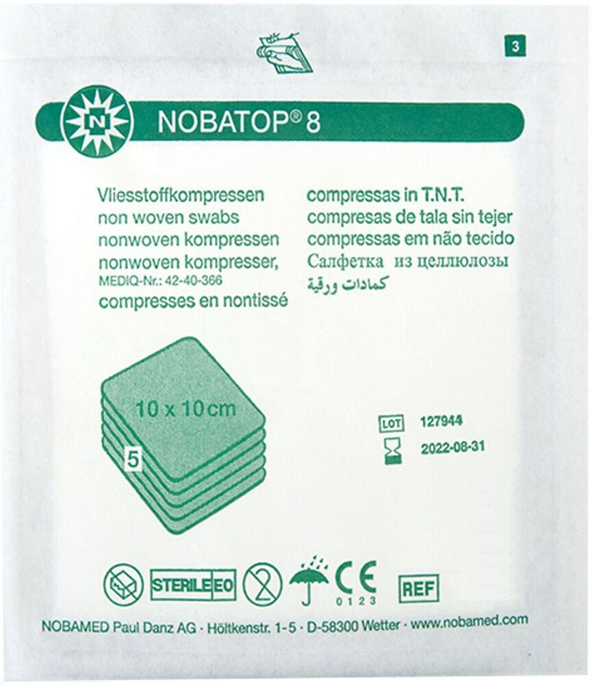 NOBAMED Nobatop 8 Kompressen 10x10 cm steril 25x5 St