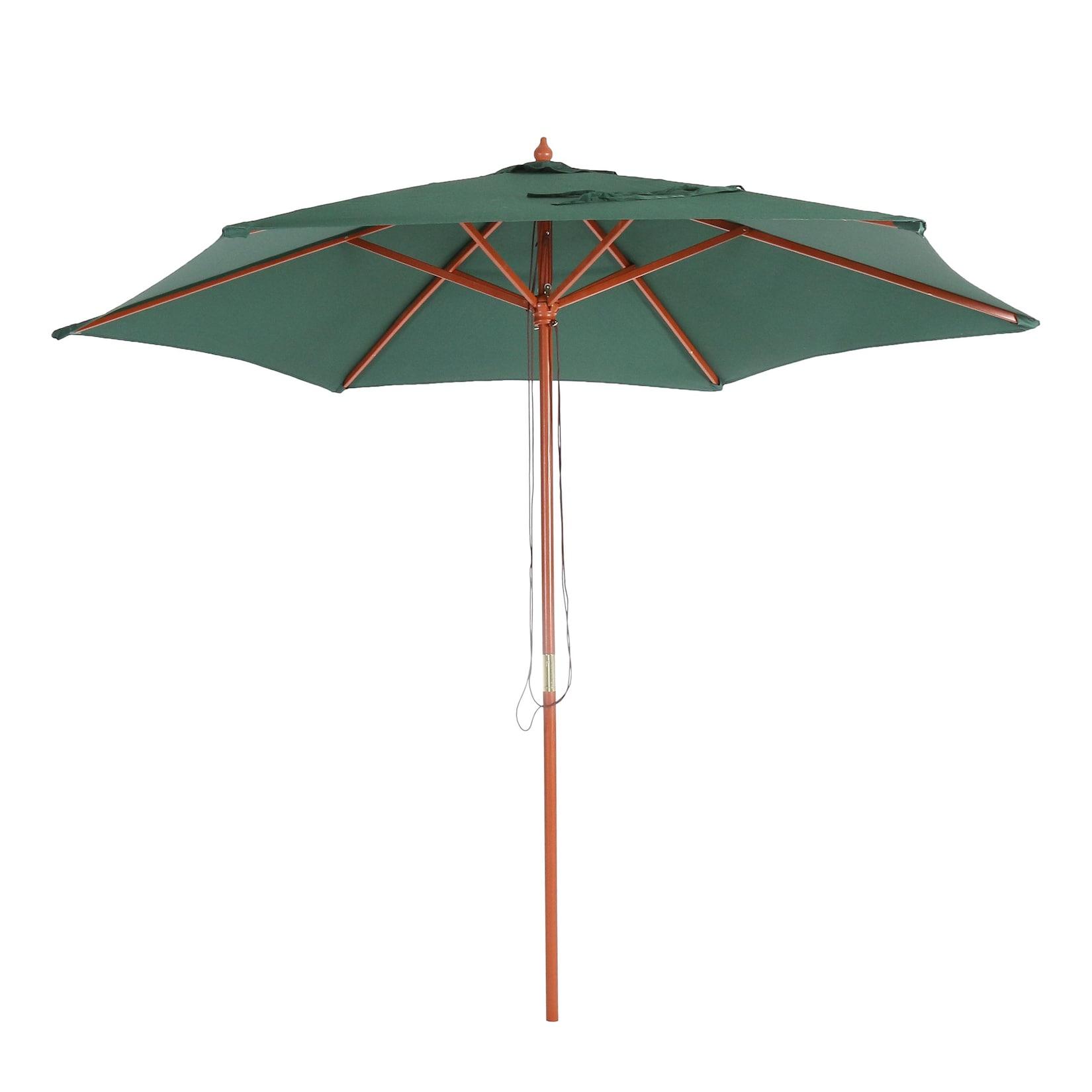 Sonnenschirm Lissabon, Gartenschirm Marktschirm, Ø 3m Polyester/Holz ~ olivgrün