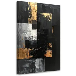 LEINWANDBILD, Schwarz und Gold moderne Glamour Abstrakt