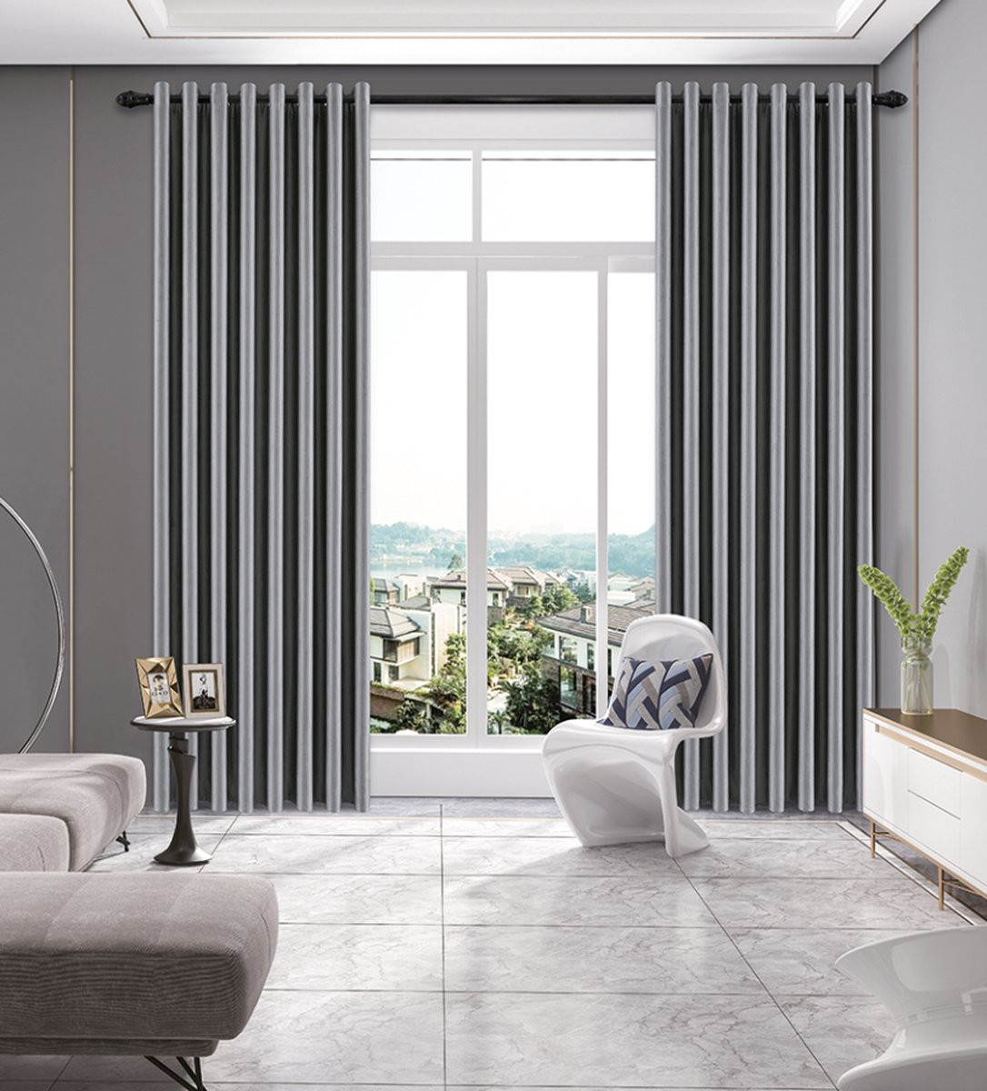 SB Line Verduisterend Gordijn met Ringen - Grijs - 300 x 260 cm