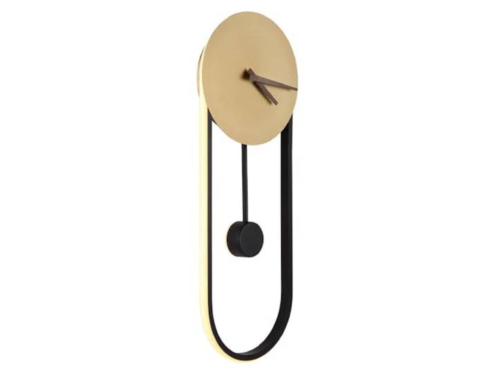 GLOBO Wanduhr Wandleuchte LED-Hintergrundbeleuchtung Metall Goldfarben H 58 cm