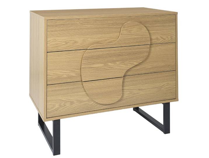 Commode 3 tiroirs avec pieds en métal