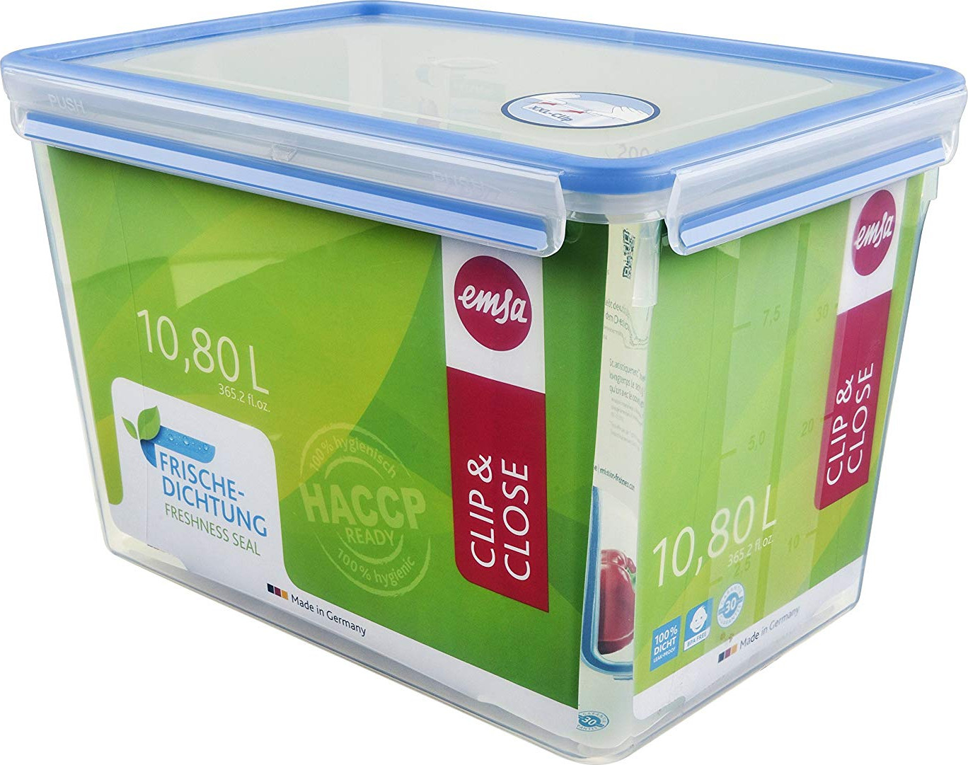 Emsa CLIP & CLOSE vershoudcontainer, rechthoekig, 10,8 liter, 508549