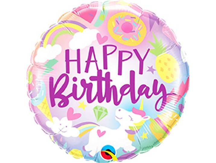 Folat - Folieballon 'Happy Birthday' Eenhoorn - 45cm