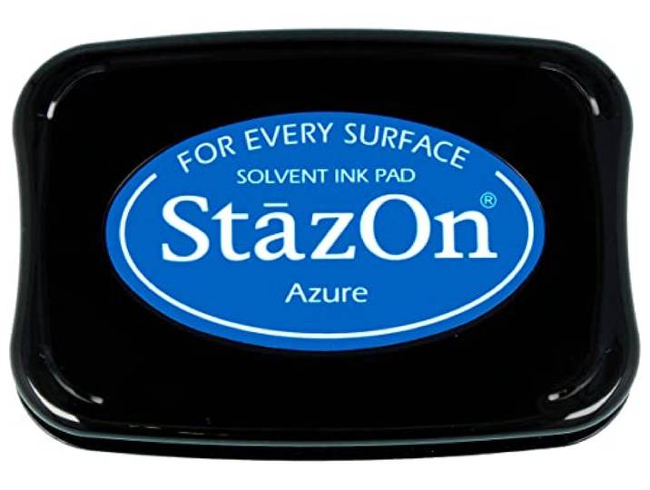Tsukineko StazOn stempelkussen, azuurblauw, synthetisch materiaal, blauw, 9,9 x 6,6 x 1,8 cm