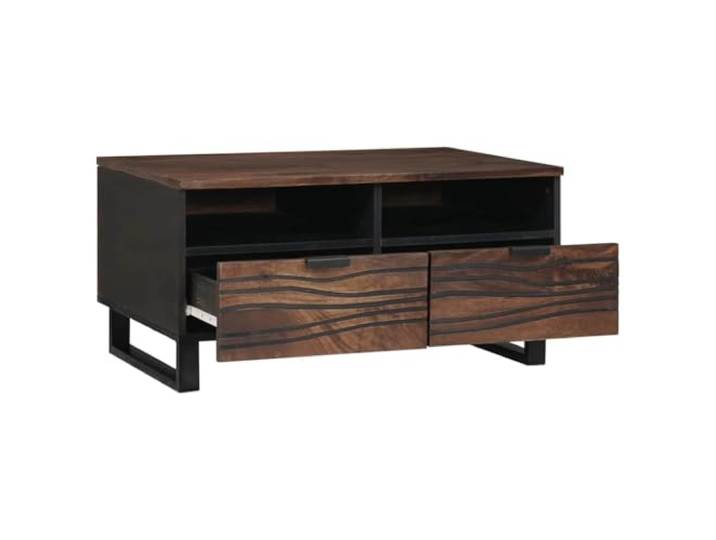 RJPLMFV Couchtisch, Akazie, massiv, mit Schublade Große Oberfläche, versteckte Aufbewahrung, modernes Design, einfache Montage, für Wohnzimmer