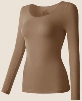 Uplifted Finds Womens Thermal Underwear Long Sleeve Winter Base Layer Shirt l brown