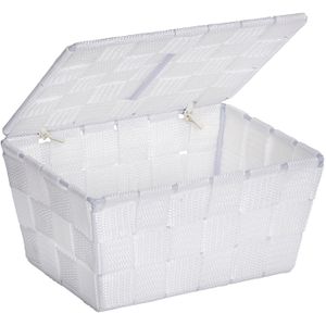 Wenko Aufbewahrungskorb Adria mit Deckel, 2L, 19 x 10 x 14 cm, Kunststoff, weiß