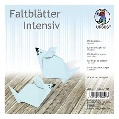 URSUS Falten Faltblätter Uni intensiv, Plakatkarton, 65 g/m², 15 x 15 cm, hellblau