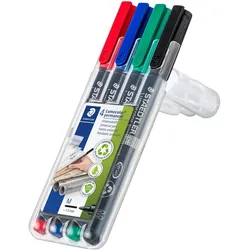 STAEDTLER Folienschreiber Lumocolor permanent M 4er Etui sortiert Packung mit 10 Stück
