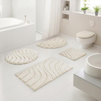 Badematte OTTO HOME "Levii, Badvorleger, Badezimmer Teppich, sehr weich", beige (creme), H:20mm, Polyester, Badematten, Badematte, Hoch-Tief-Effekt, weiche Haptik, Made in Europe