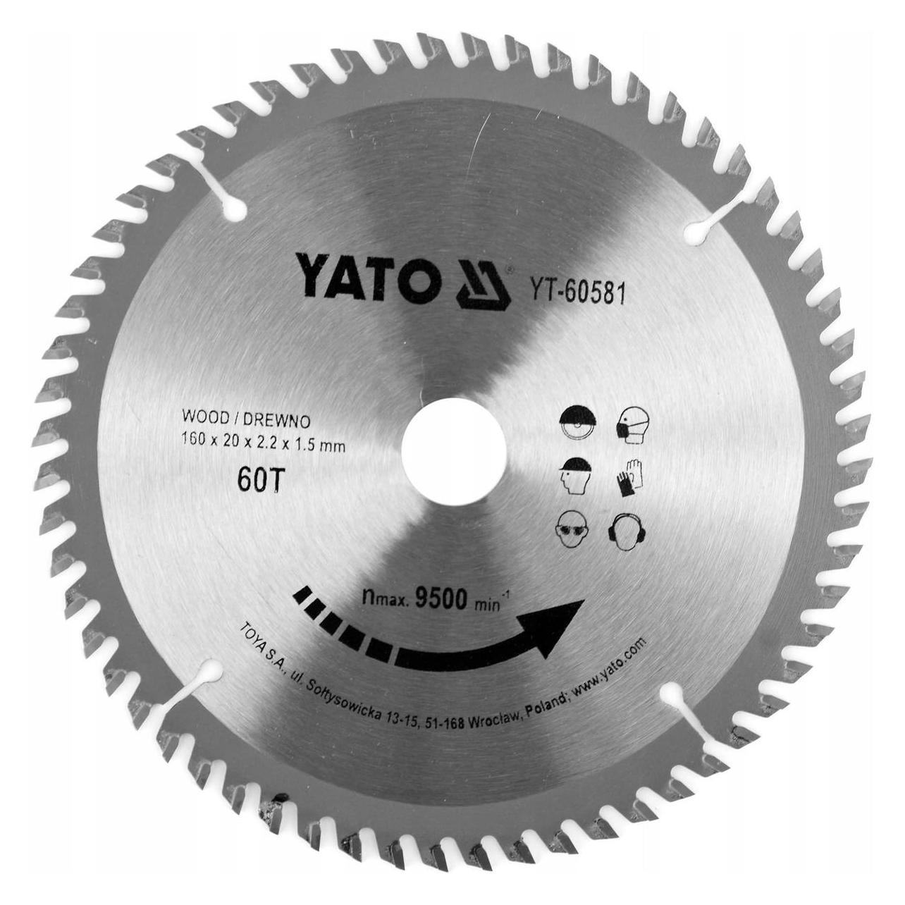 Yato Kreissägeblatt - Ø 160mm x 20mm - 60T - Für Holz (YT-60581)