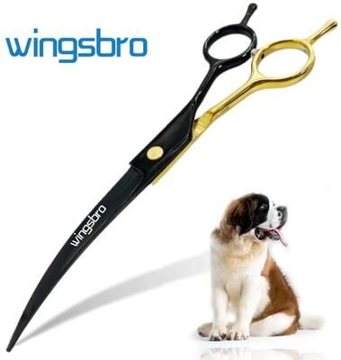 Inspired Finds CurvePro 7.5in Professional Curved Pet Grooming Scissors black Gold