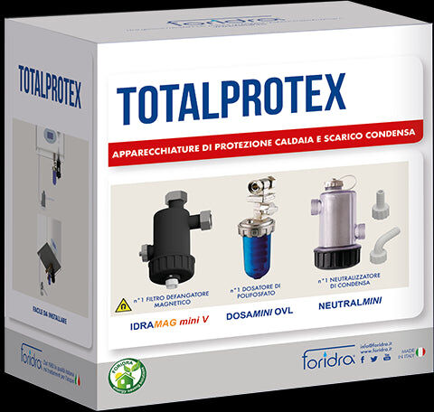 Foridra Kit Salvacaldaia Modello Total Protex Con IDRAMAG MINI V+DOSAMINI OVL Defangat NEUTRAL MINI+Defangatore Colore Nero