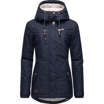 Winterjacke RAGWEAR "Monade", Damen, Gr. S (36), blau (marine), Obermaterial: 65% Polyester, 35% Baumwolle. Futter: 100% Polyester. Wattierung: 100% Polyester, figurbetont Po-bedeckend, verstellbar Rippstrickbündchen mit Druckknopf, Jacken...