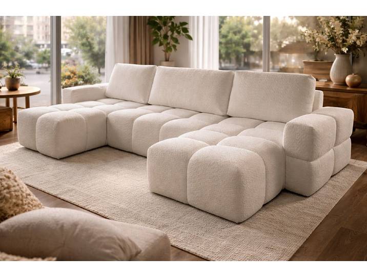 Compleo Ecksofa Wolke U Form, Eckcouch bubble, Praktische Bequeme Ecksofa WOLKS, Ecksofa Wolke mit Bettkasten