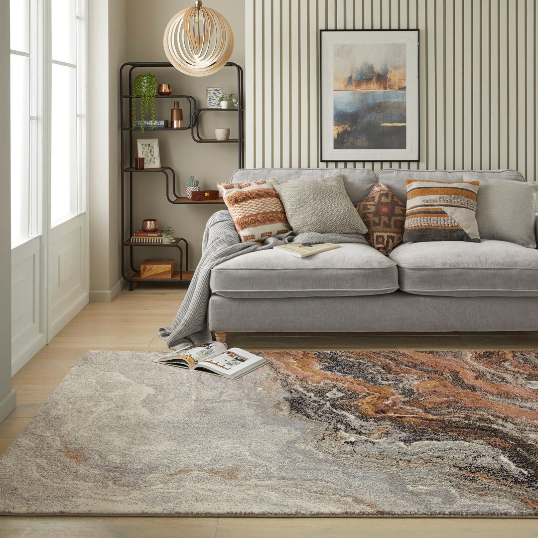 Concept Looms Amara Abstract Area Rug Brown;Ivory Grey Taupe;Gray Rectangle 240 x 330cm