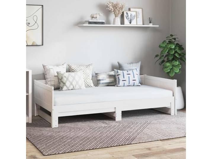 RJPLMFV Ausziehbett, Weiß, 180 x 200 cm, massives Kiefernholz Modernes Design, platzsparend, stabiler Lattenrost, pflegeleicht
