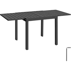 TecTake GmbH TECTAKE Aluminium-Gartentisch Campos ausziehbar, höhenverstellbar, Lamellendesign, 80-160x80x75 cm, dunkelgrau