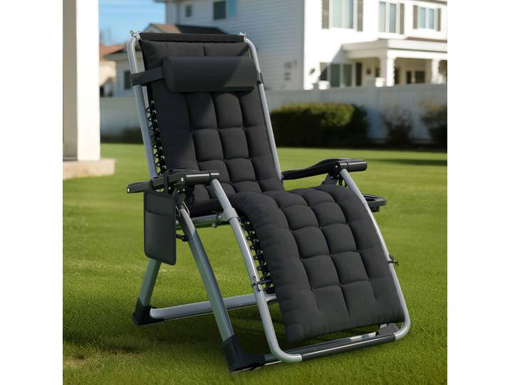 Chaise longue pliante Soontrans, jusqu'à 200 kg, chaise de soleil, chaise longue d'extérieur, réglable avec rembourrage épais, chaise inclinable
