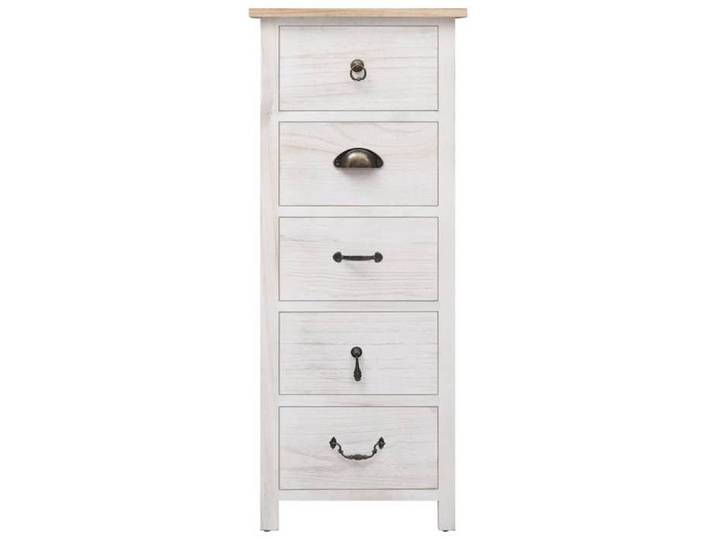 Style intemporel - Commode salon/armoire à tiroirs - Blanc - Armoire latérale 35x25x87cm Bois de Paulownia @8801891