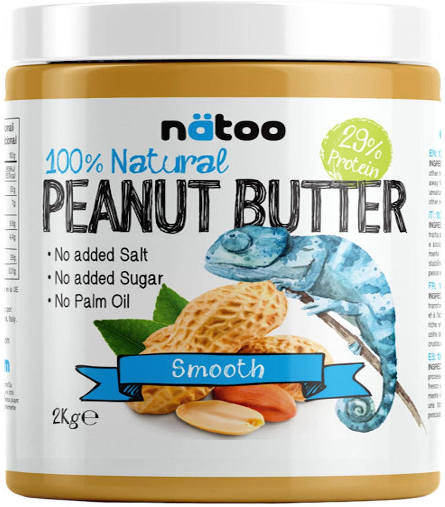 NATOO 100% Natural Peanut Butter Smooth 2000 Grammi 