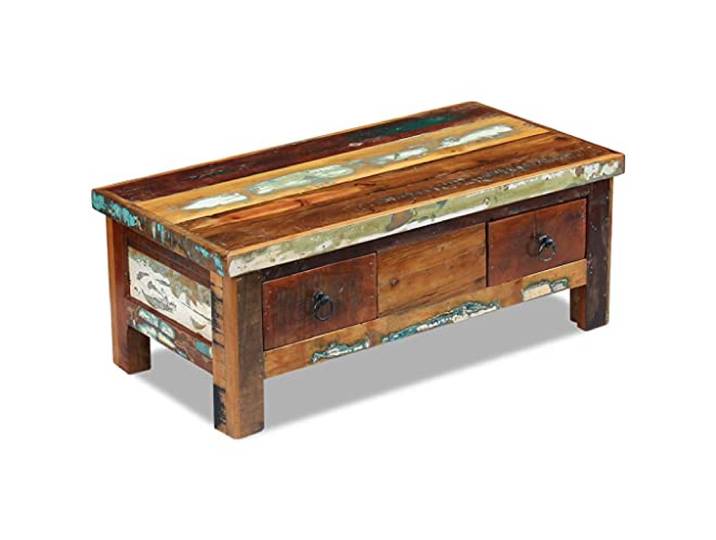 vidaXL Couchtisch mit Schubladen Altholz Massiv 90x45x35 cm