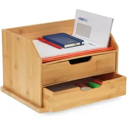 Relaxdays Schreibtisch-Organizer mit Schubfächern Hellbraun
