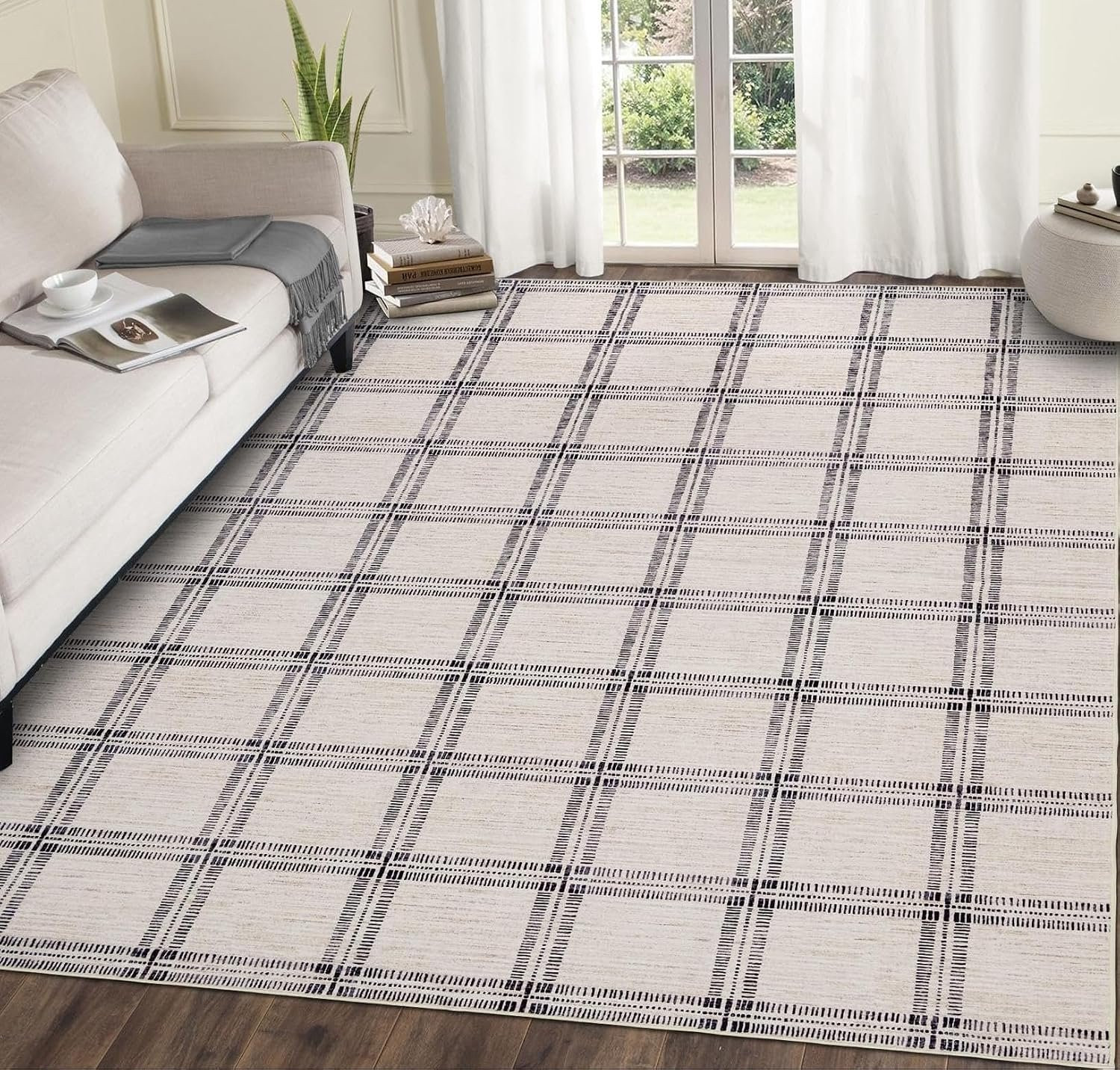 Triumpunpre Washbaar Vloerkleed met Geometrisch Lijnpatroon - Beige - 200 x 290 cm
