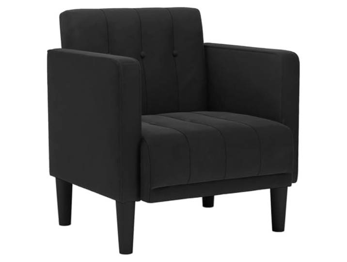 Sessel mit Armlehnen Schwarz 53 cm Samt Samtstoff, Sperrholz-Armlehnen, Schaumstoff und Feder, Wohnzimmer, Schlafzimmer, Arbeitszimmer, Empfangsbereich
