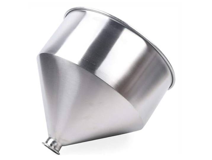 Edelstahl 304 Trichter für Abfüllmaschine 10L 30L 50L mit Klemmanschluss,50 Trichter aus Edelstahl 304, 1,5 mm Wand, 10L 30L 50L, Klemmstutzen 50,5 oder 64 mm, gebürstet, gerollter Rand