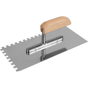 Connex Zahnkelle COX781237 aus rostfreiem Edelstahl, 280 x 130 mm, mit Holzgriff, Zahnung 8 x 8 mm