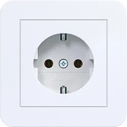 Hager WAS1121WG Steckdose SCHUKO mit Abdeckplatte, Steckklemmen, C.1, lichtweiß glänzend