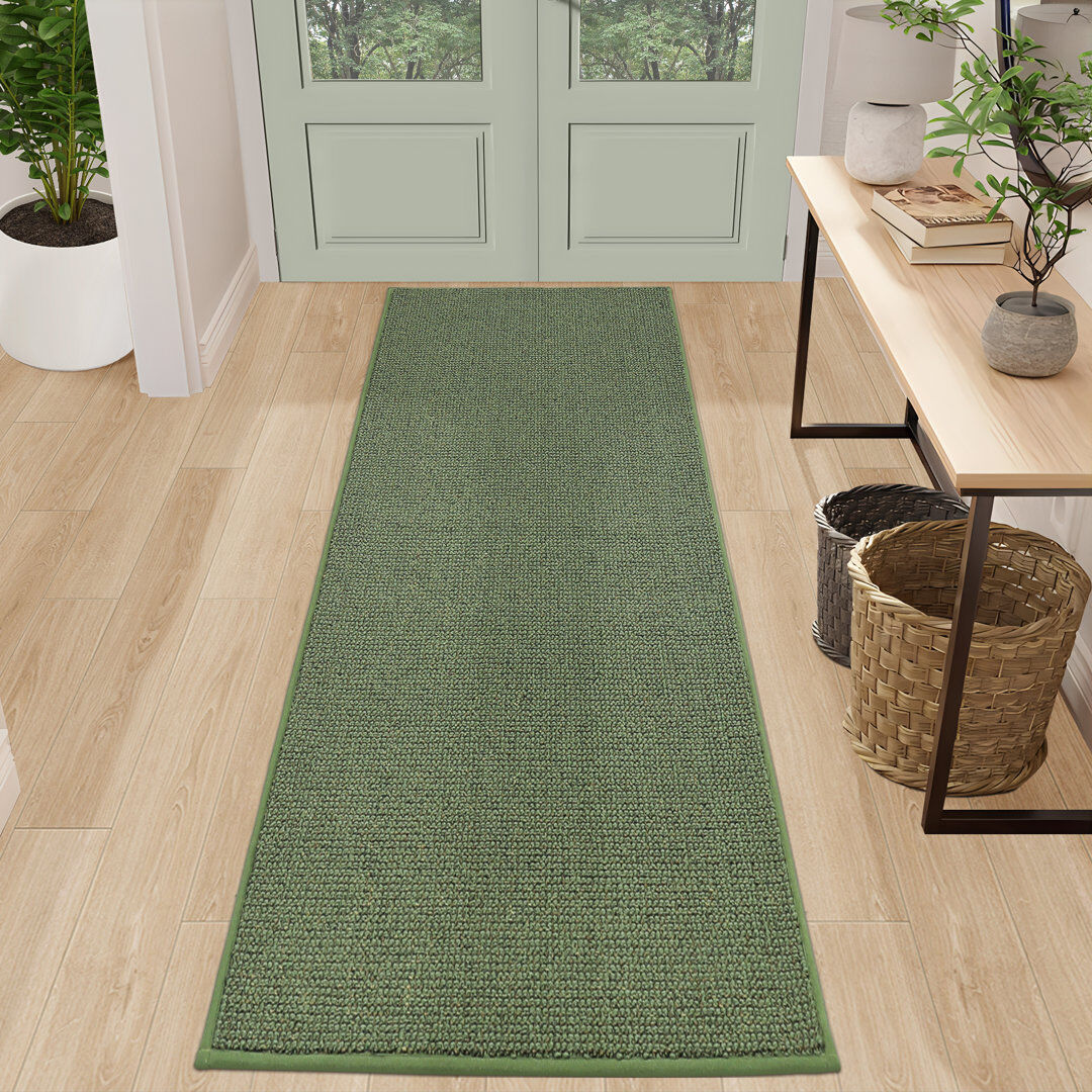 COSY HOMEER Solid Colour Area Rug Green Runner 78.7cm x 304.8cm